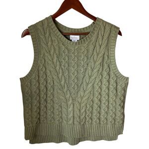 Moss green Knit Cable Scoopneck Pullover Vest, XL fishermancore tiktokfave Beaut